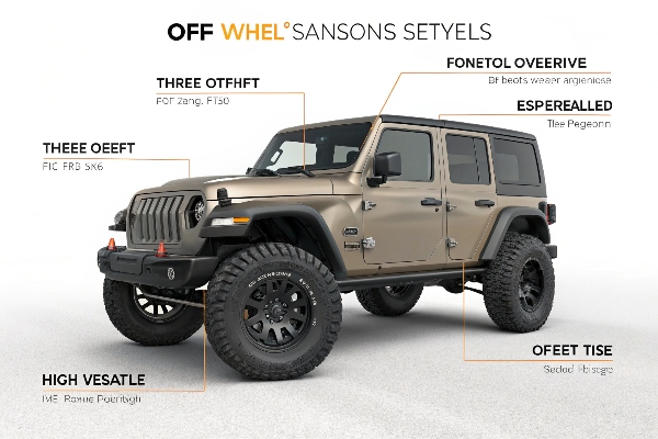 off-road vehicle showing wheel stance with different offsets