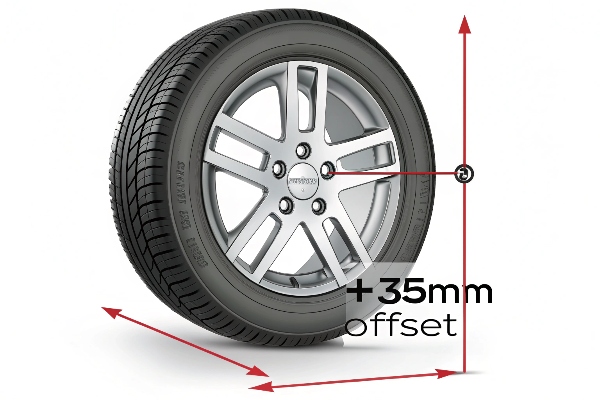 diagram explaining +35mm offset wheel measurement