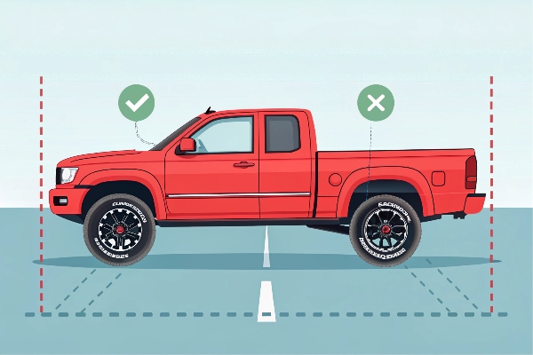 truck with improperly fitted wheels