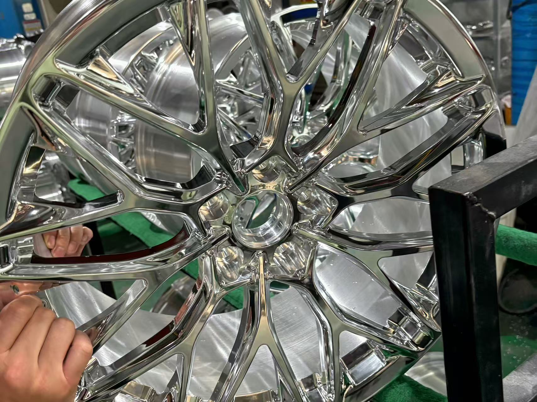 Close-up of polished wheel finish