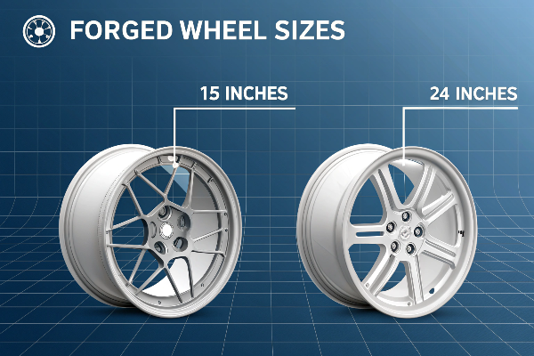 Various forged wheel sizes with price comparison