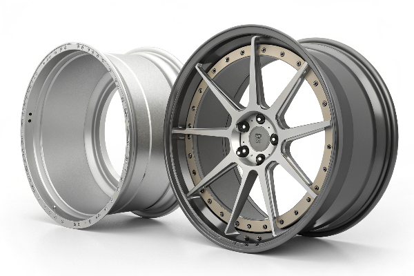 Forged wheels comparison showing one-piece vs multi-piece construction