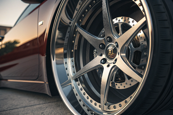 Custom [multi-piece wheels](https://www.youtube.com/watch?v=HUT2xfAdTY4) showcasing deep lip design