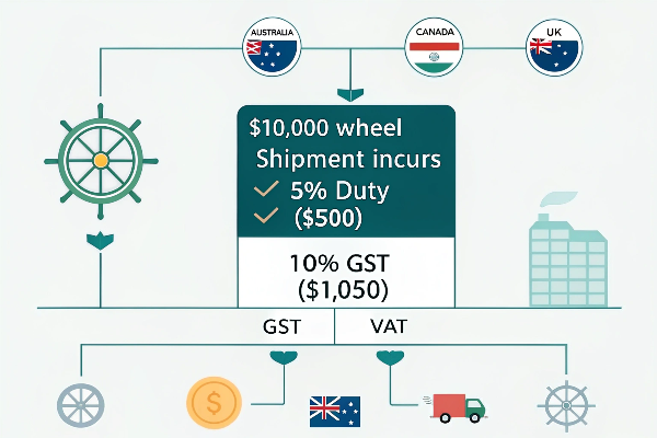 GST calculation on imported wheels
