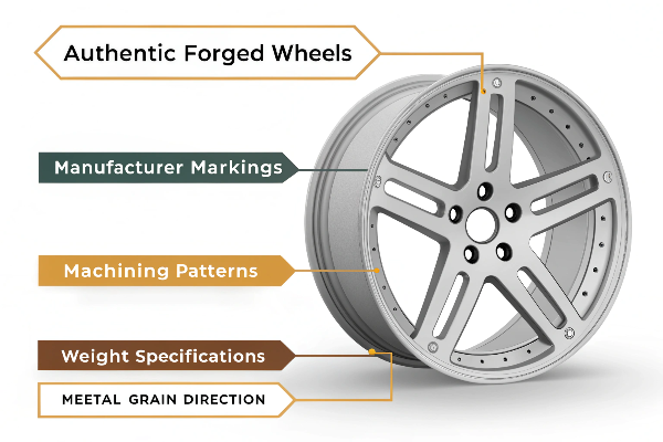 wheel inspection points for authenticating [forged wheels](https://treewheels.com/are-forged-wheels-worth-it/)