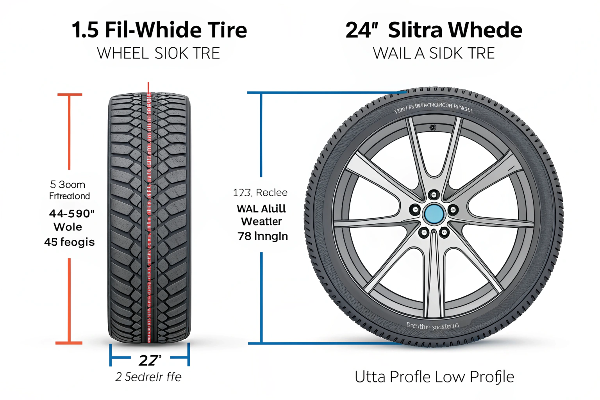 comparison of [tire profile](https://www.premierautomotiveservice.com/blog/the-pros-and-cons-of-upgrading-to-bigger-wheels-and-tires)s