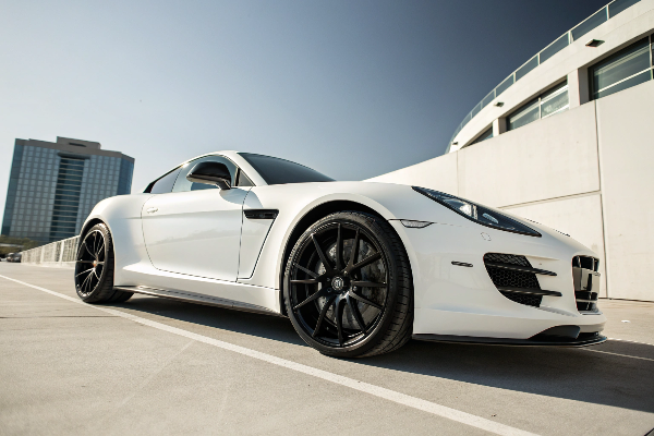 White car with black rims