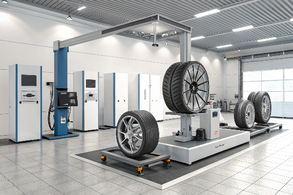 Wheel testing equipment in laboratory
