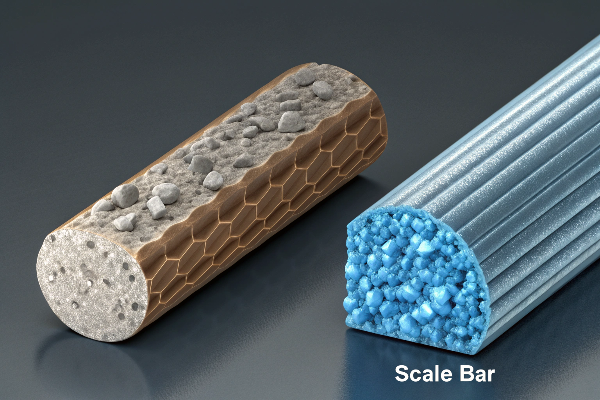microscopic view of metal structures