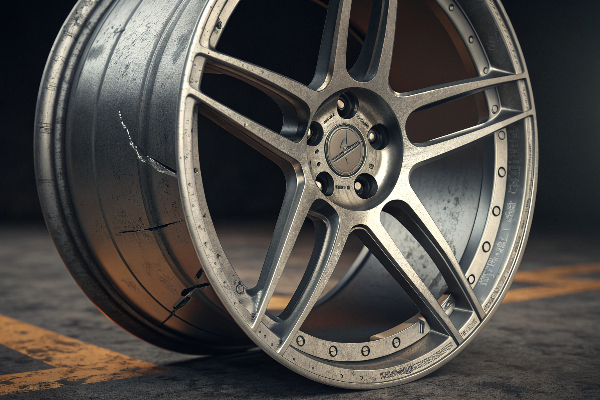 damaged 20-inch wheel from off-road use