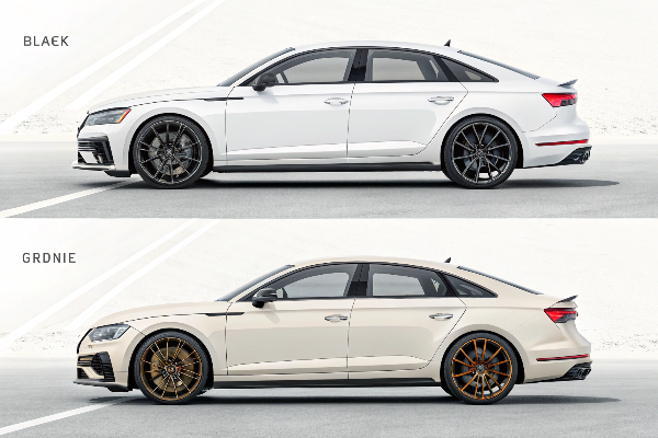 White car with different color rim options
