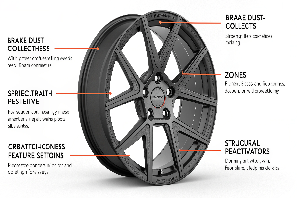 Black rim showing brake dust resistance