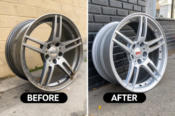 Before and after wheel repair comparison