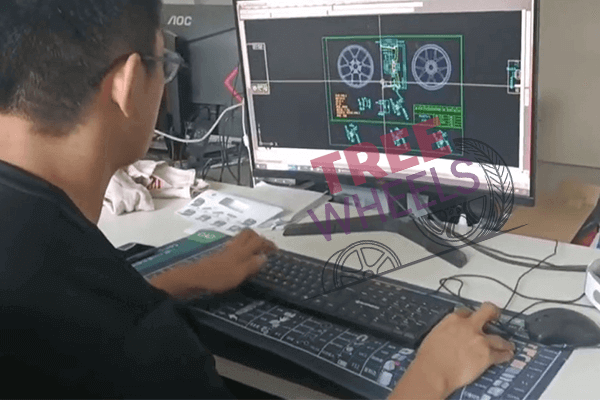 designer and engineer collaborating on wheel design