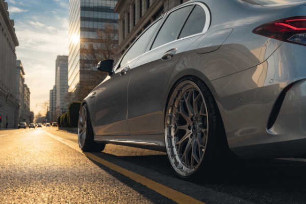 Silver Mercedes E-Class forged wheels upgrade