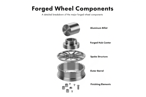 Custom forged wheel components breakdown