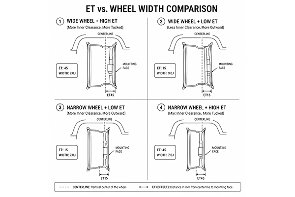 ET vs wheel width comparison chart