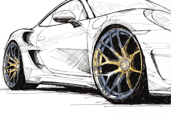 luxury car with OEM forged wheels