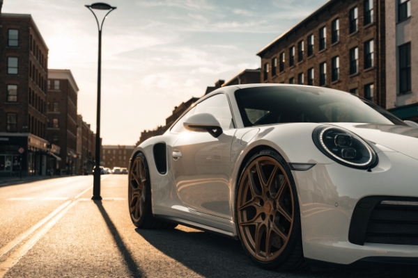 White Porsche 911 with custom forged wheels