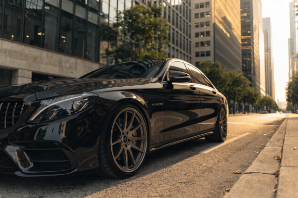Forged wheels for black Mercedes C63 AMG