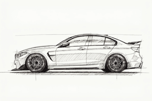 white BMW with premium forged wheels
