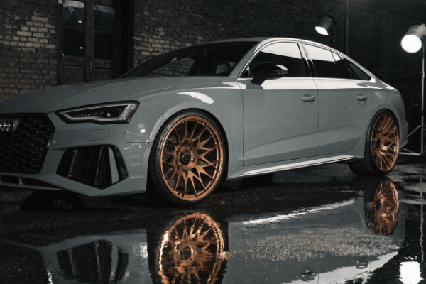 Bronze wheels on gray Audi