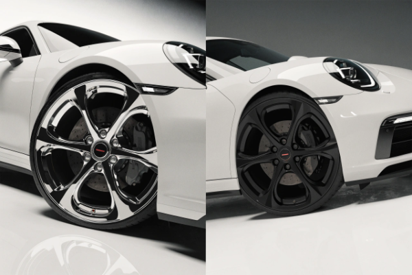 Glossy vs matte wheels on white Porsche 911
