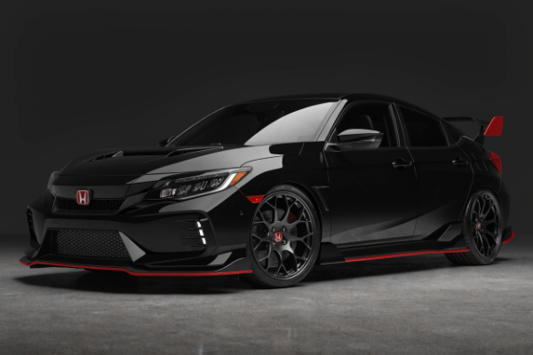 19x9.5J forged wheel size fitment on black Honda Civic Type R