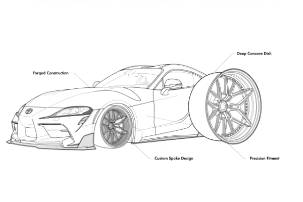 Custom forged wheels for white Toyota Supra MK5