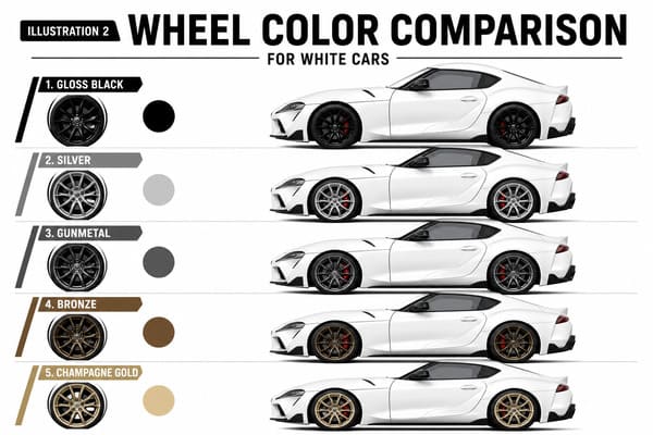 Wheel color comparison chart for white Infiniti Q60