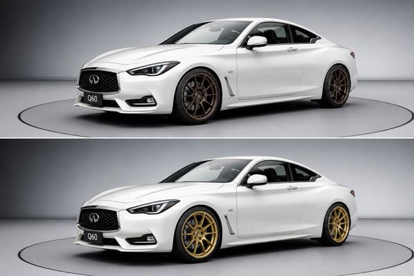 Bronze and gold forged wheels on white Infiniti Q60