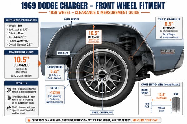 Can You Fit 18x9 Wheels on a 1969 Dodge Charger Without Rubbing 1969 Dodge Charger 18x9 wheel fitment guide