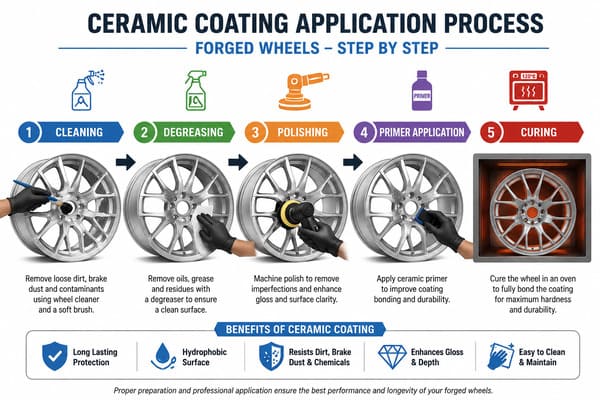 How Are Ceramic Coatings Applied to Protect Wheel Finishes Ceramic coating application process on forged wheels
