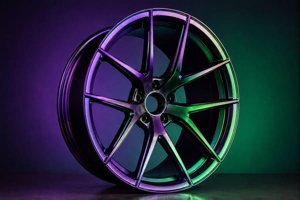 Color-Shifting and Chameleon Wheel Finish Overview Chameleon color-shifting forged wheel showing angle-dependent color change
