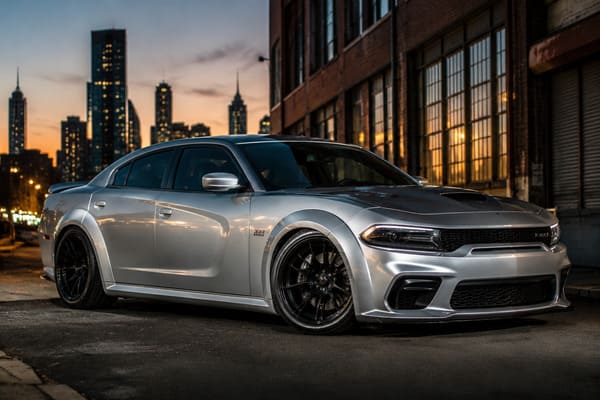 Silver Dodge Charger Scat Pack Wheel Selection Guide Silver Dodge Charger Scat Pack with custom forged wheels