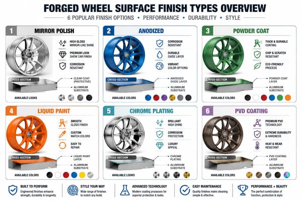 Types of Finishes for Forged Wheels forged wheel surface finish types overview