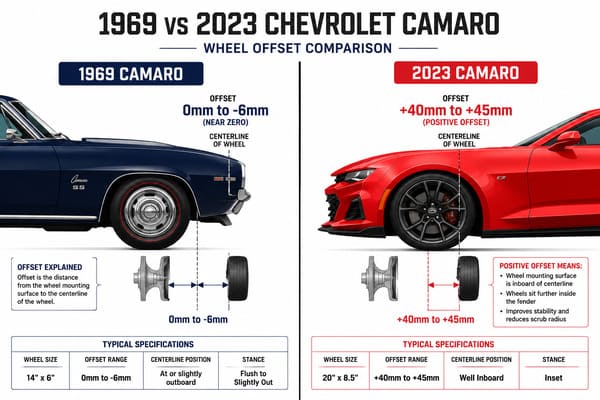 Camaro Factory Offset Comparison 1969 vs 2023 Camaro wheel offset comparison