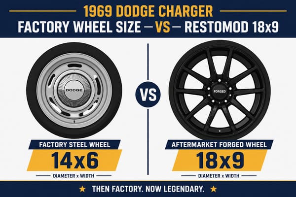 What Size Rims Are on a 1969 Dodge Charger 1969 Dodge Charger factory wheel size comparison