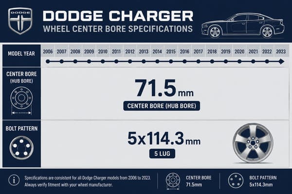Dodge Charger Hub Bore Specifications 2006 to 2023 Dodge Charger center bore specification by year