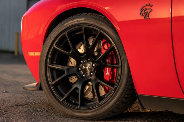 Best rim color for red Dodge Challenger Hellcat Black forged wheels on red Dodge Challenger Hellcat