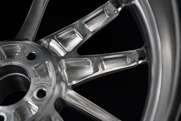 Weight Reduction Pockets on Forged Wheel Rear Face forged wheel rear face pocket machining detail