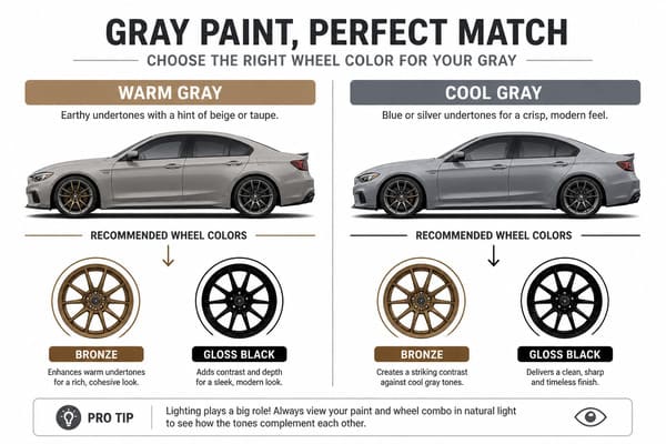 Warm vs cool gray car wheel color comparison