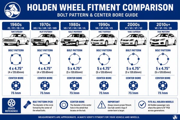 What Wheels Fit Holden Models Holden wheel fitment guide comparison by model year