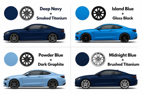 What color rims go best with a blue car Rim color options for blue cars