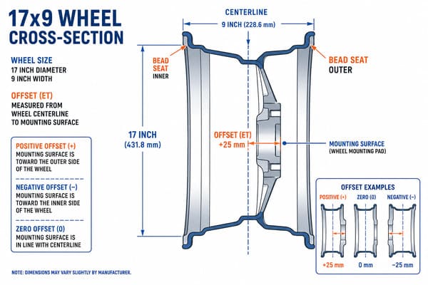 What Does the 9 Mean in 17x9 Wheels\ 17x9 wheel width and offset diagram for Holden Torana LX GTR