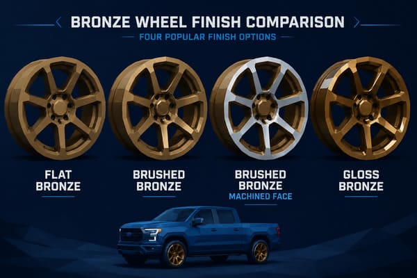 Bronze Wheel Finish Comparison on Blue Trucks Bronze wheels on blue truck comparison