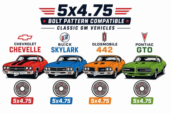 5x4.75 bolt pattern compatible classic GM vehicles Chevrolet Buick Oldsmobile Pontiac