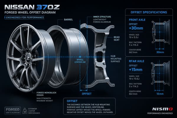 370Z forged wheel fitment guide offset and size