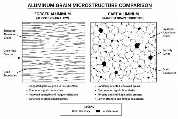 Comparison of forged vs cast aluminum grain structure