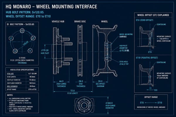 HQ Monaro Bolt Pattern Offset Guide HQ Monaro bolt pattern and offset diagram for 17x8 wheels